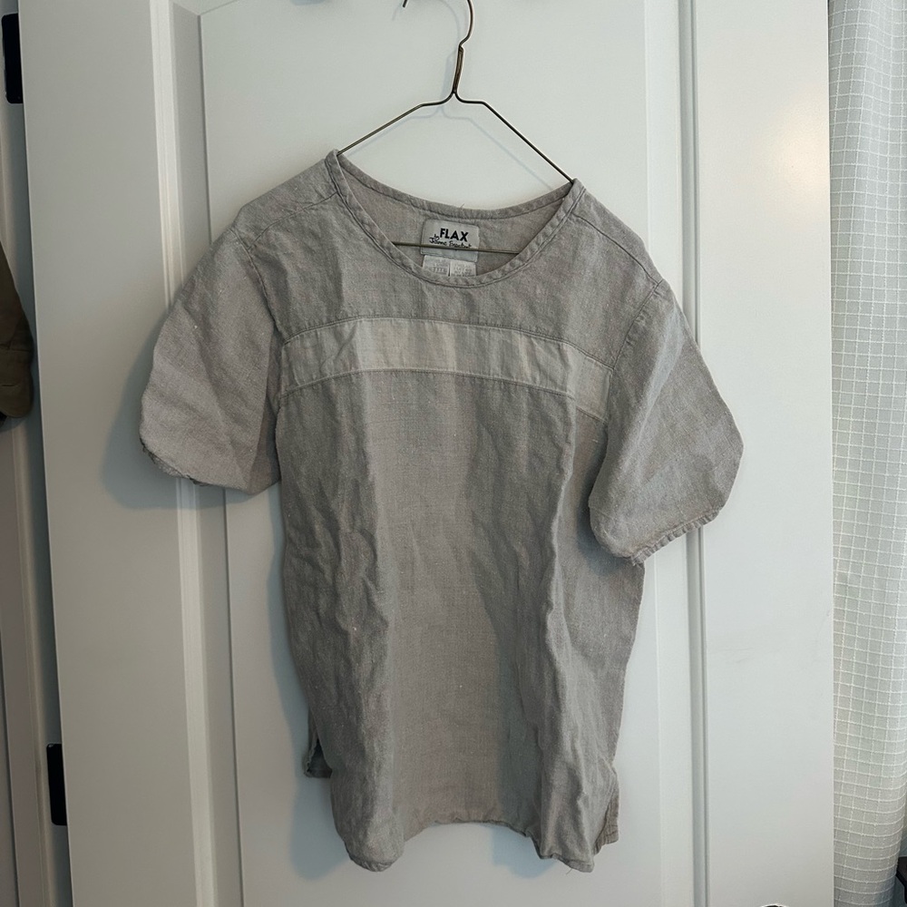 Vintage Flax by Jeanne Engelheart natural linen Short Sleeve Top in Petite
